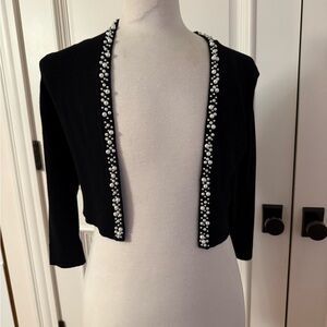 Calvin Klein Black Cardigan with Pearl Embellishments